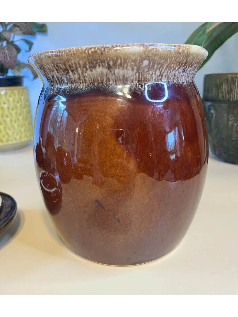 Hull Pottery Vintage Brown Drip Glaze Cookie Jar USA Canister / Lid MCM VG Cond